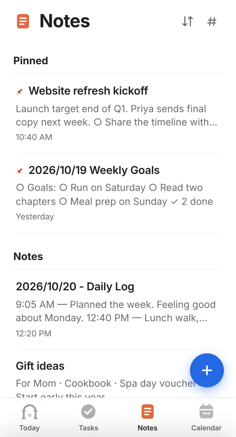 Notes page